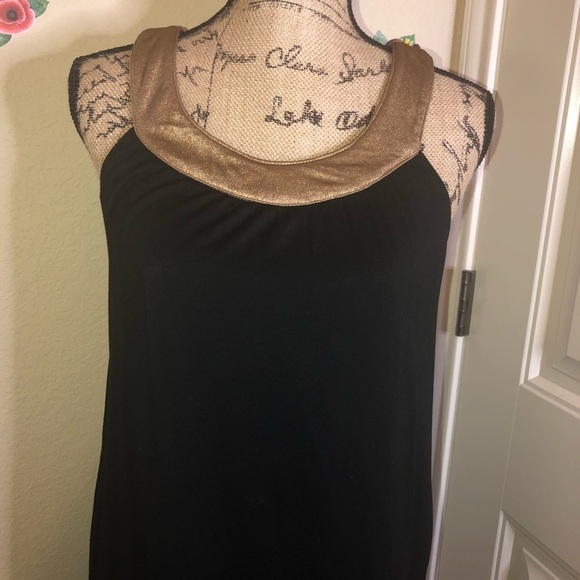 Karlie Black Swing Dress with Gold Collar Size M Perfect for Holidays - Picture 2 of 6